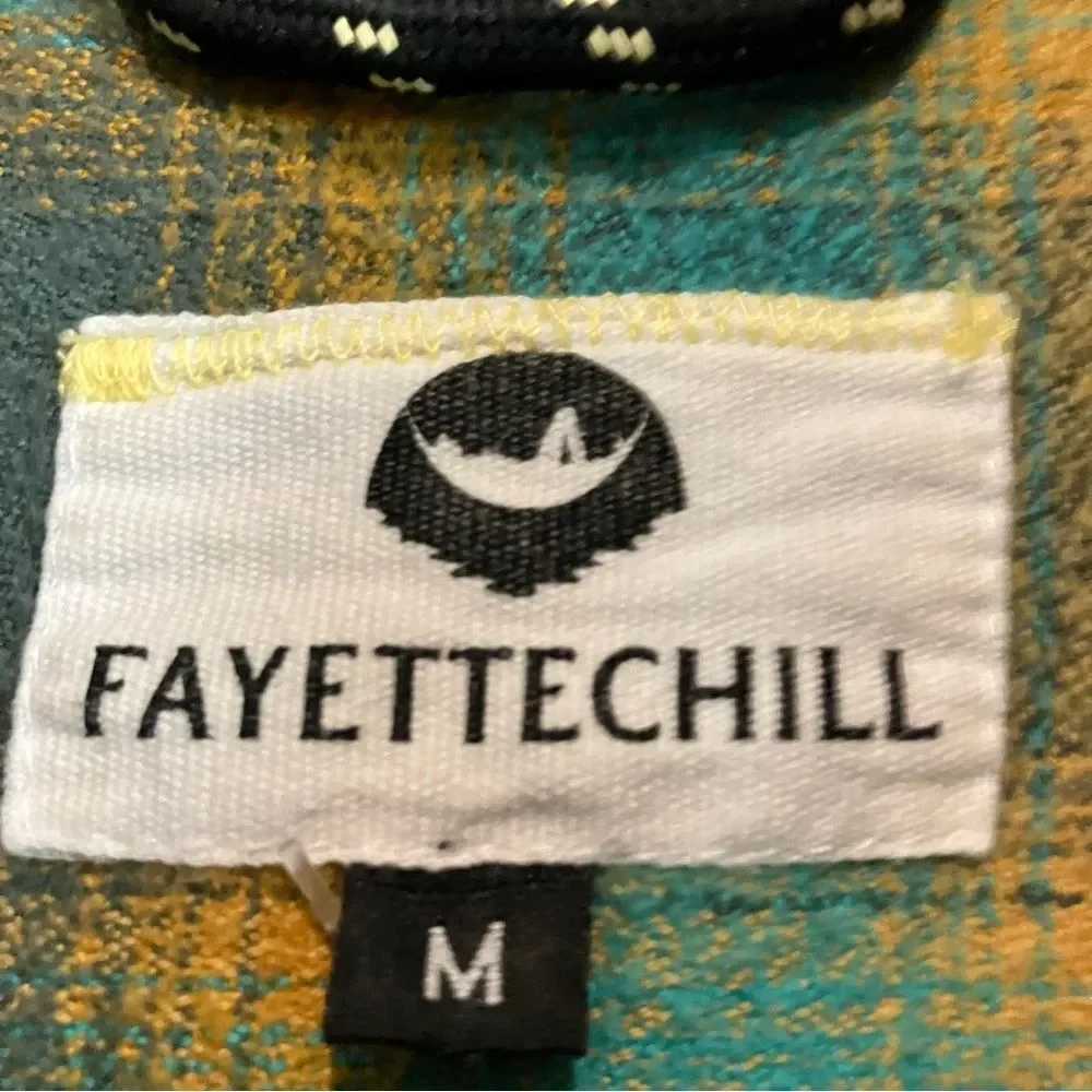 Fayettechill Teal and Orange Plaid 100% Cotton Flannel Shirt Women's Size M - Picture 7 of 12